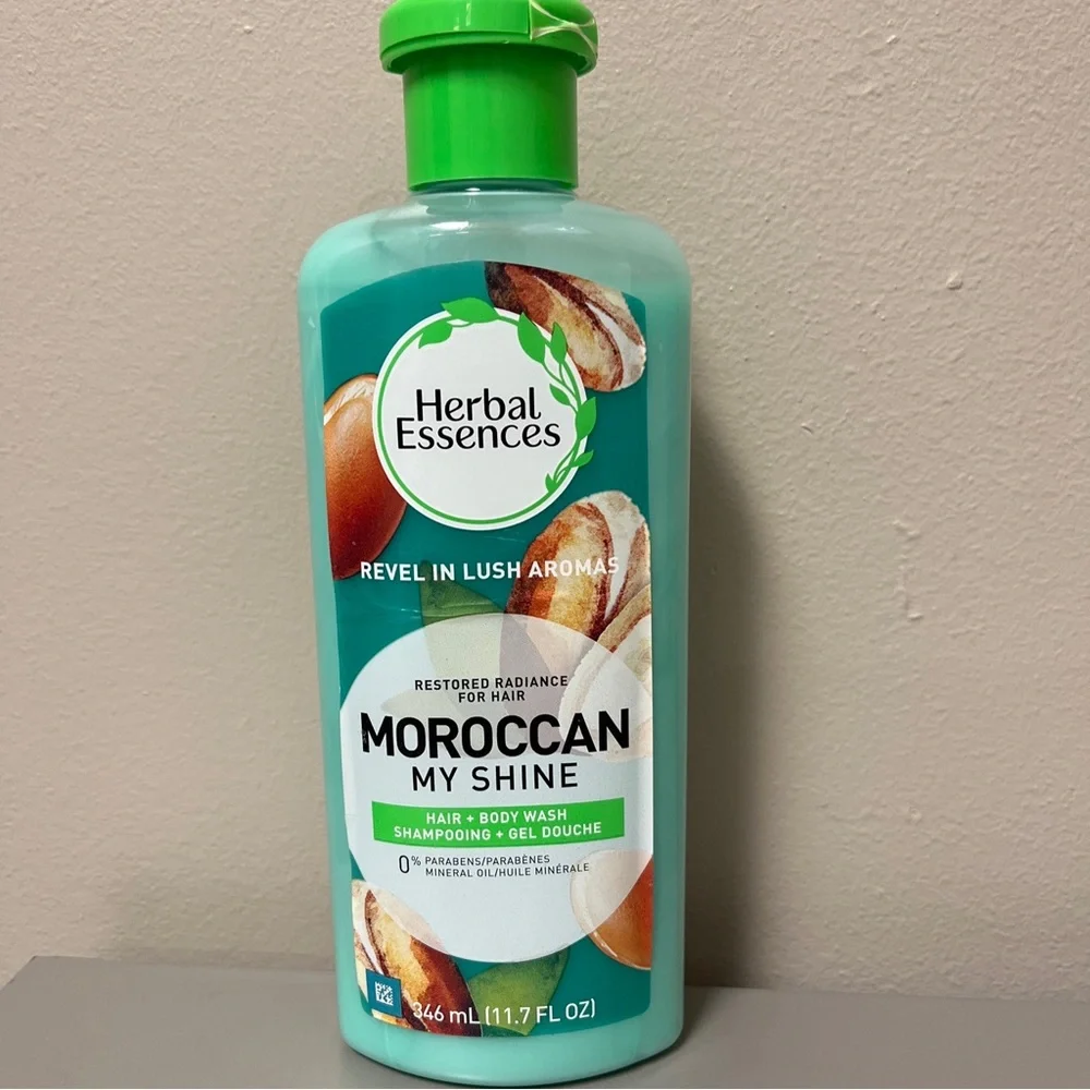 Herbal Essence Moroccan My Shine Hair+ SHAMPOO body wash + Gel Douche 11.7 OZ.